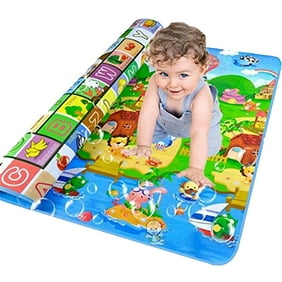 Portable Waterproof Non Toxic XPE Soft Foam Mat Baby Play Mat Anti-Slip Folding Puzzle Mat Playmat for Infants Indoor or Outdoor Use(78x70 inch) Extra Large Baby Floor Mat